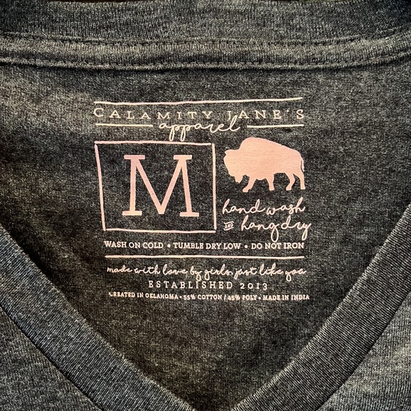 NWT Calamity Jane’s Apparel Louisiana Charcoal Gray SS Tee, Sz M - Picture 6 of 13